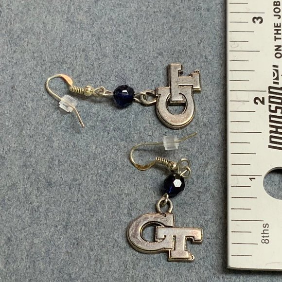 Georgia Tech Pierced Earrings As Is GT Silver Navy - Picture 6 of 6